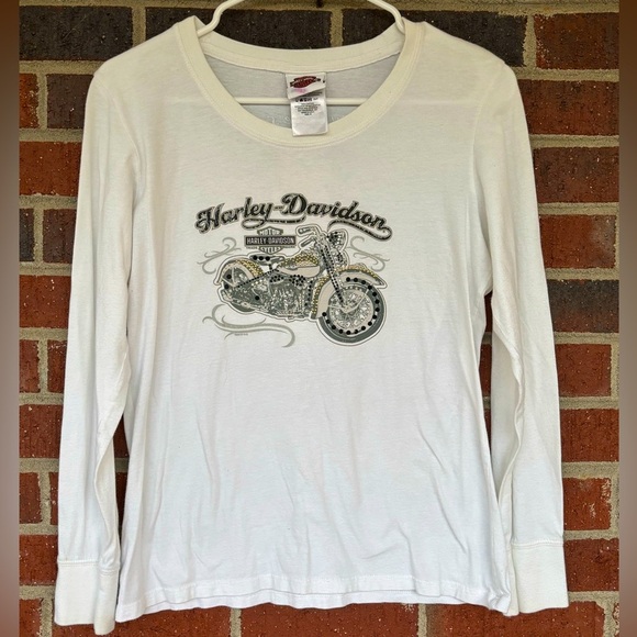 Harley-Davidson Tops - Y2K Harley Davidson Women's M Rhinestone Graphic Long Sleeve Tee Shirt Bling